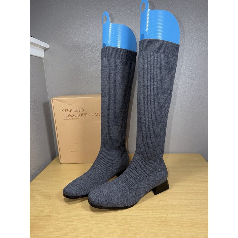 Vivaia Dark Gray Wool Water Repellent Knee High Boots EUR 40 / US 9 NIB New